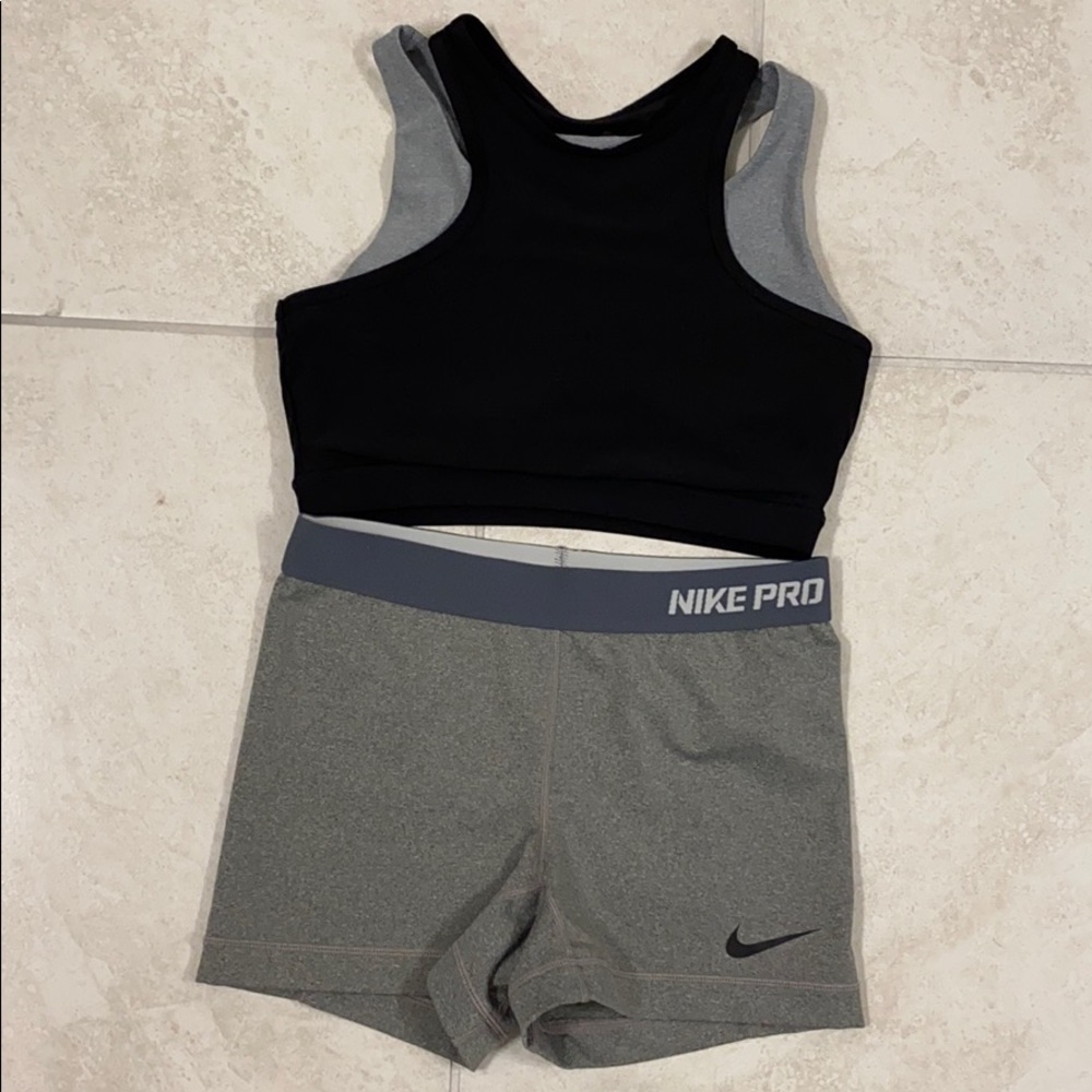 MPG sports bra + Nike Pro shorts (Small)